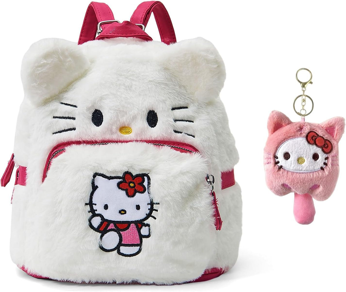 Bonita mochila de felpa, mini bolsa de hombro con doble correa de d...