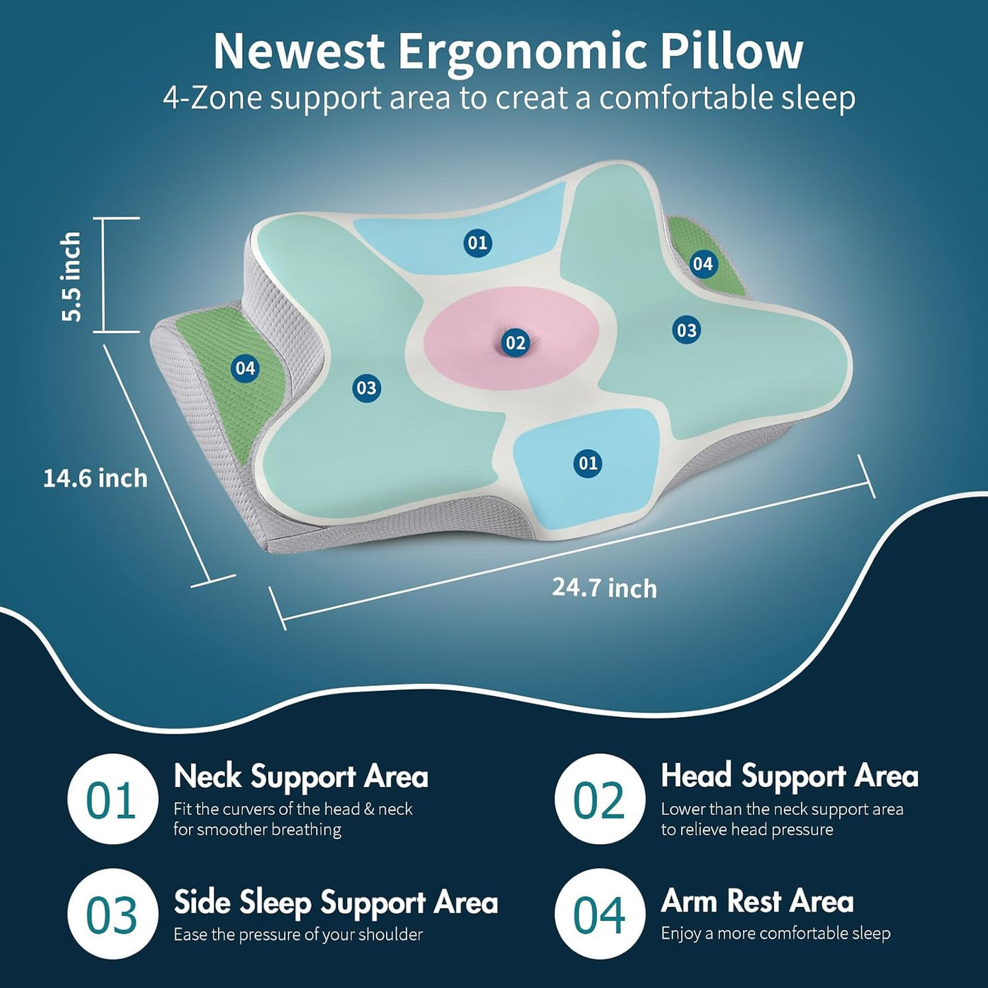 Almohada cervical para el cuello para aliviar el dolor, almohada er...