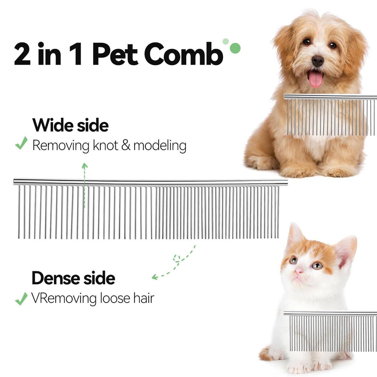 FOR-HI Cepillo para perros y gatos, kit de aseo para mascotas, 4 pi...