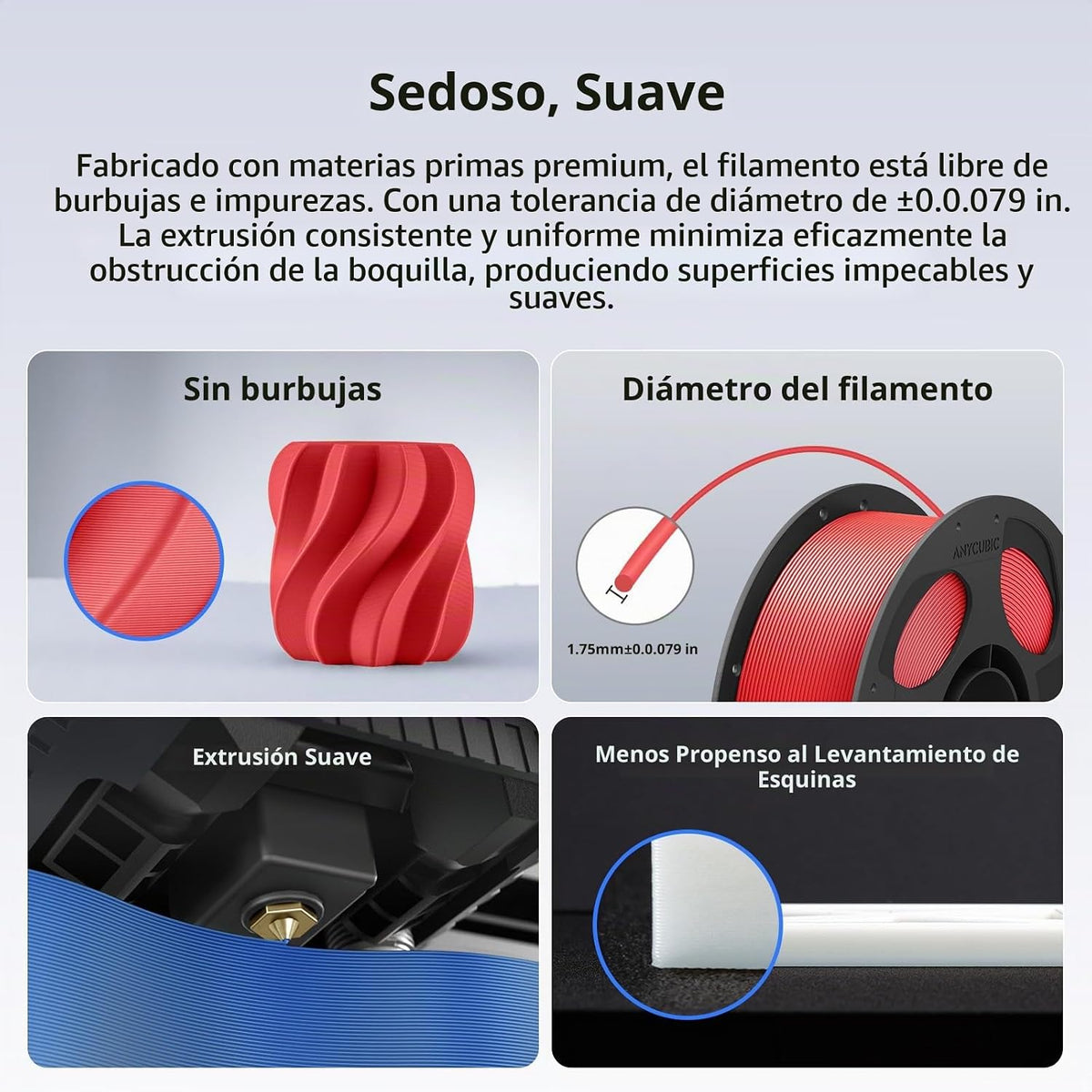 ANYCUBIC Filamento de impresora 3D PLA Plus (PLA+) de 0.069 pulgada...