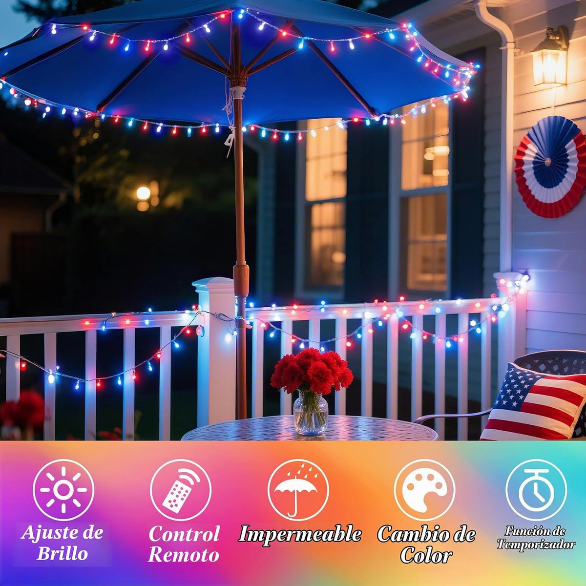 Luces de Navidad de 164 pies con 500 luces LED que cambian de color...