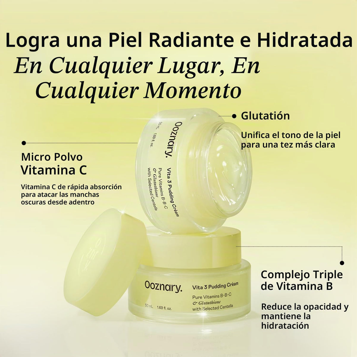 OOZNARY Vita 3 Pudding Cream para una piel radiante que brilla y me...