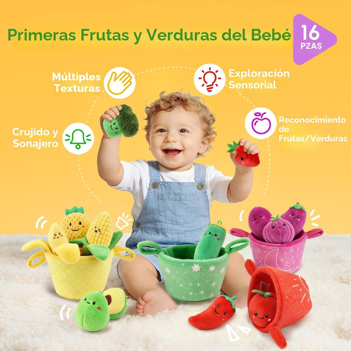 SAIMAND Juguetes para bebés de 6 a 12 meses, 16 piezas Montessori d...