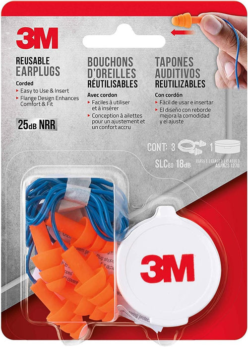 3M 90716-80025T Tapón reutilizable con cable, 3 pares con estuche (6)