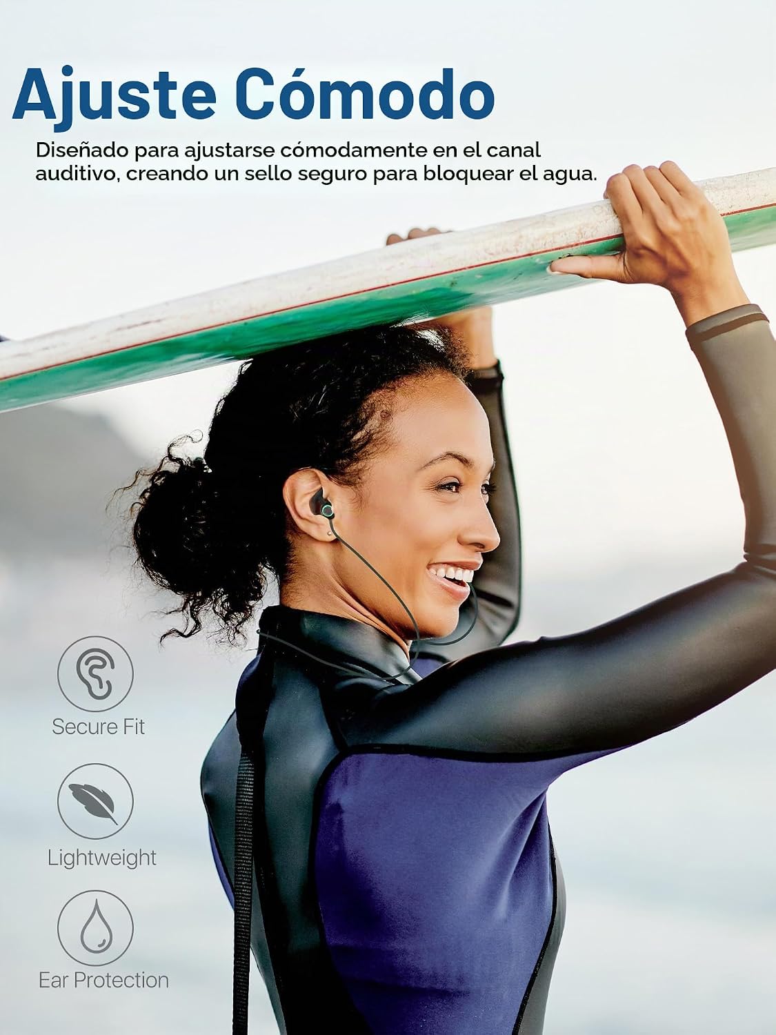 Hearprotek Tapones para los oídos de nadador, 1 par de protección a...