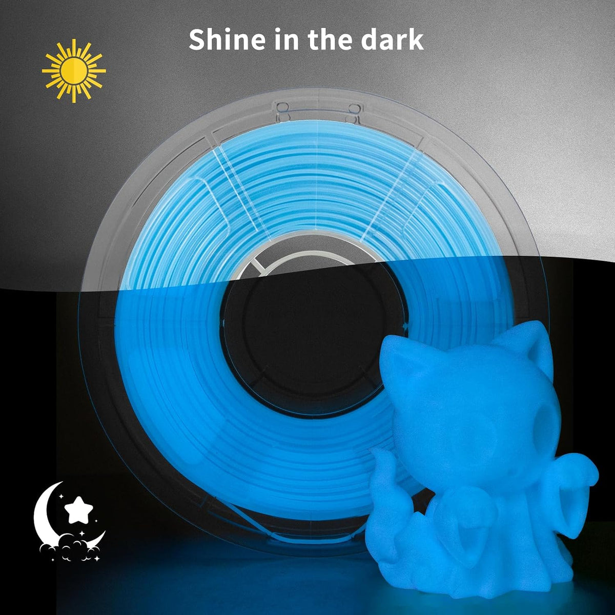 iSANMATE - Filamento PETG que brilla en la oscuridad, filamento azu...