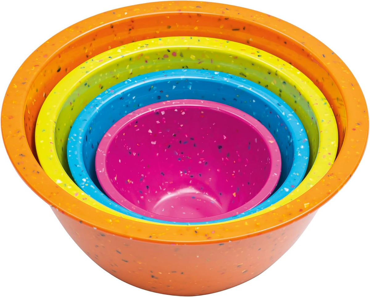 bzyoo Juego de 4 cuencos mezcladores de melamina de confeti, colori...