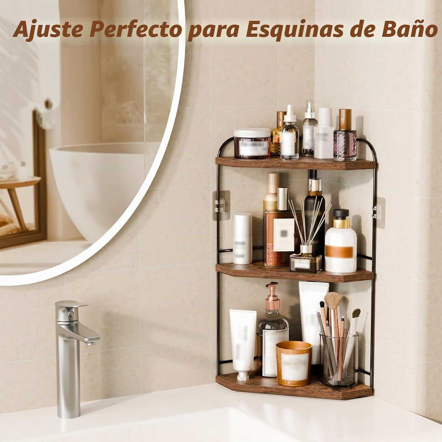 Naeqieo Organizador de esquina para encimera de baño, organizador d...