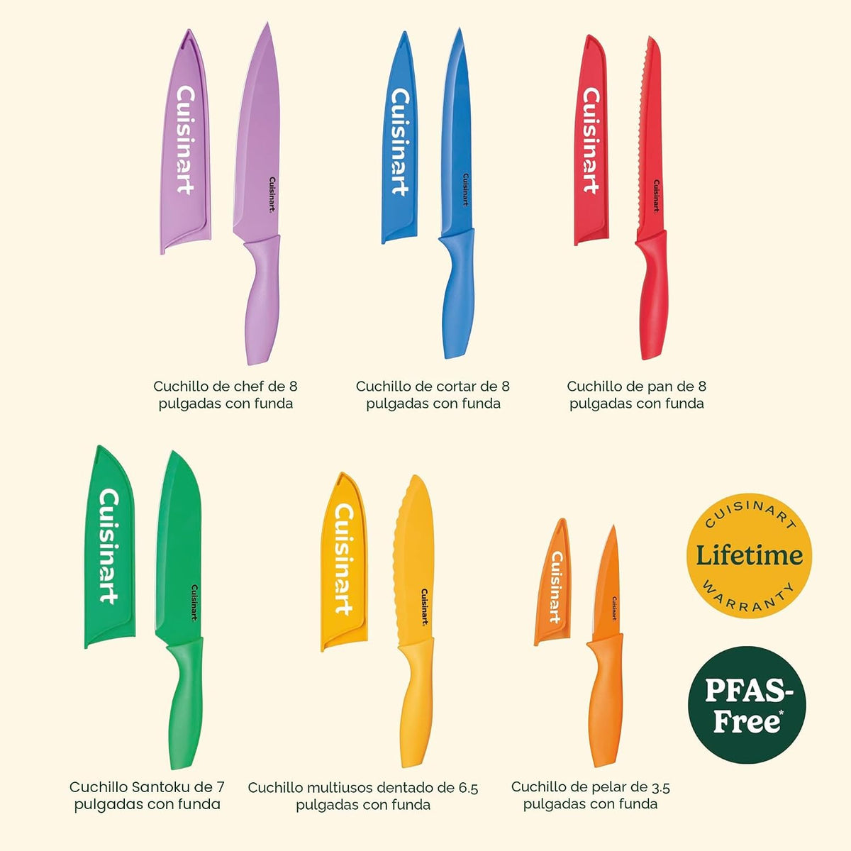 Cuisinart C55-01-12PCKS Colección Juego de 12 Cuchillos, Multicolor...