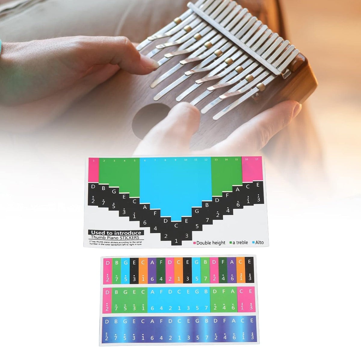Coloridas calcomanías de escala de kalimba, calcomanías de piano de...