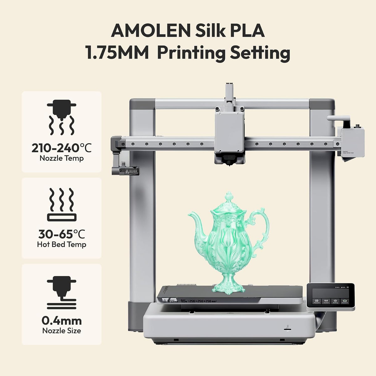 AMOLEN Filamento PLA de seda de 0.07 in para impresora 3D, filament...