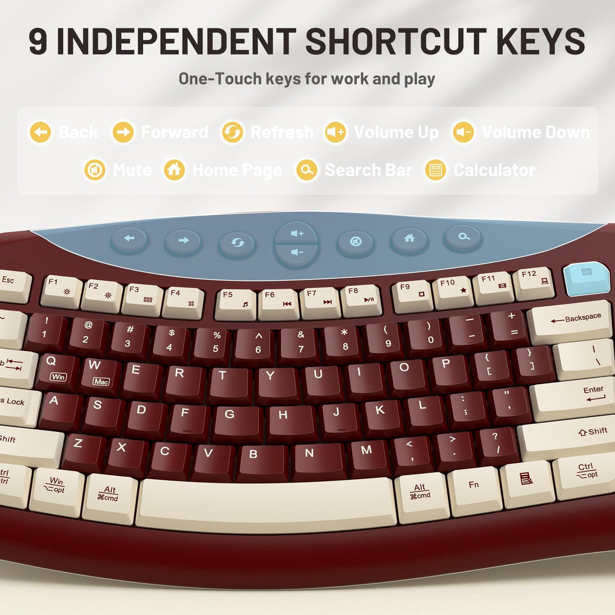 Teclado inalámbrico y ratón Combo silencioso ergonómico diseño curv...