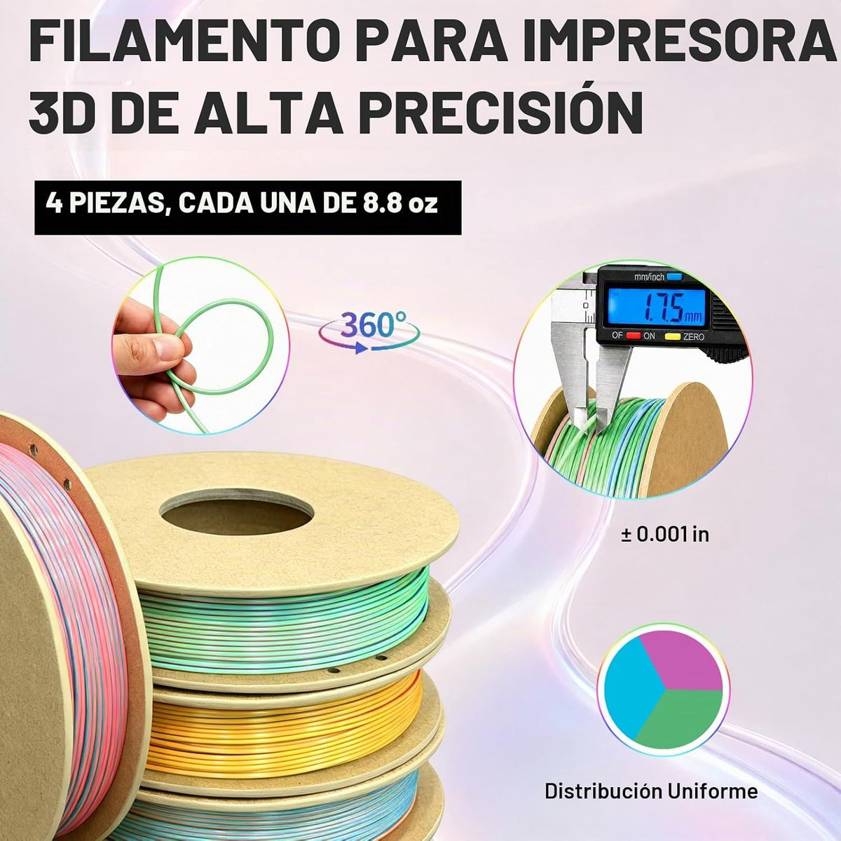 Colourbing Paquete de filamentos para impresora 3D de seda PLA+, br...