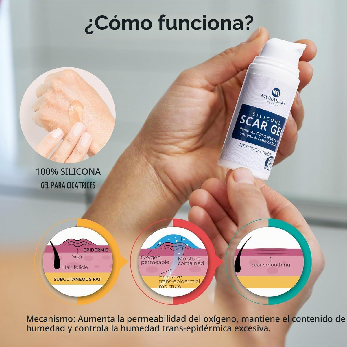 Gel de Cicatriz de Silicona 100%, Paquete de 2: 2 Tubos de 1.06 oz...