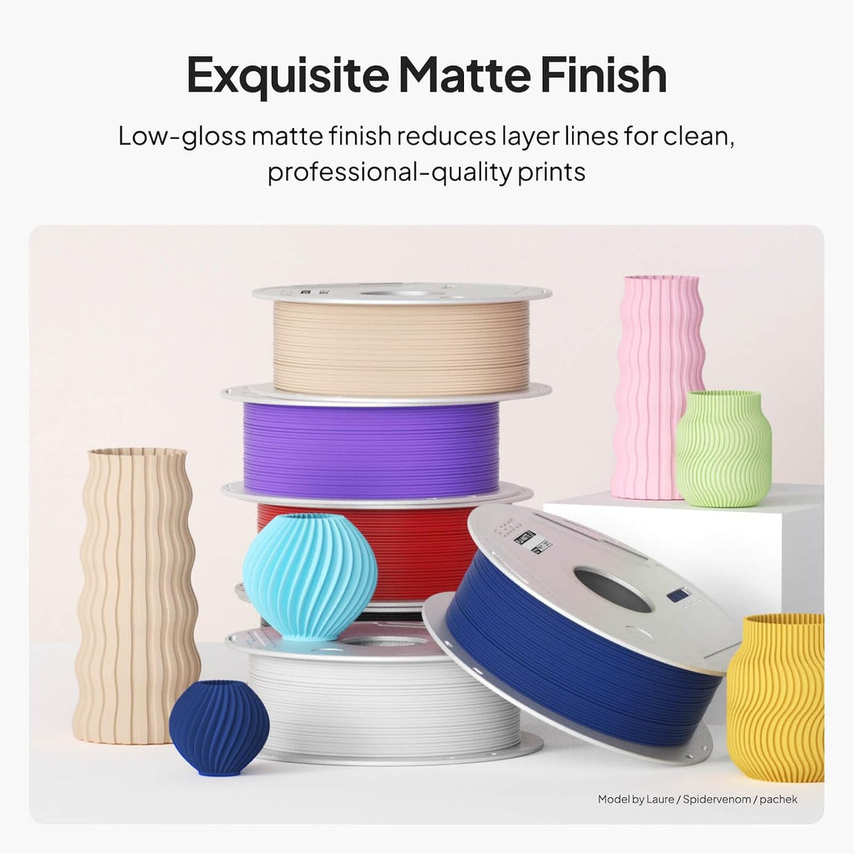 ELEGOO Filamento de impresora 3D PLA mate con carrete reutilizable,...