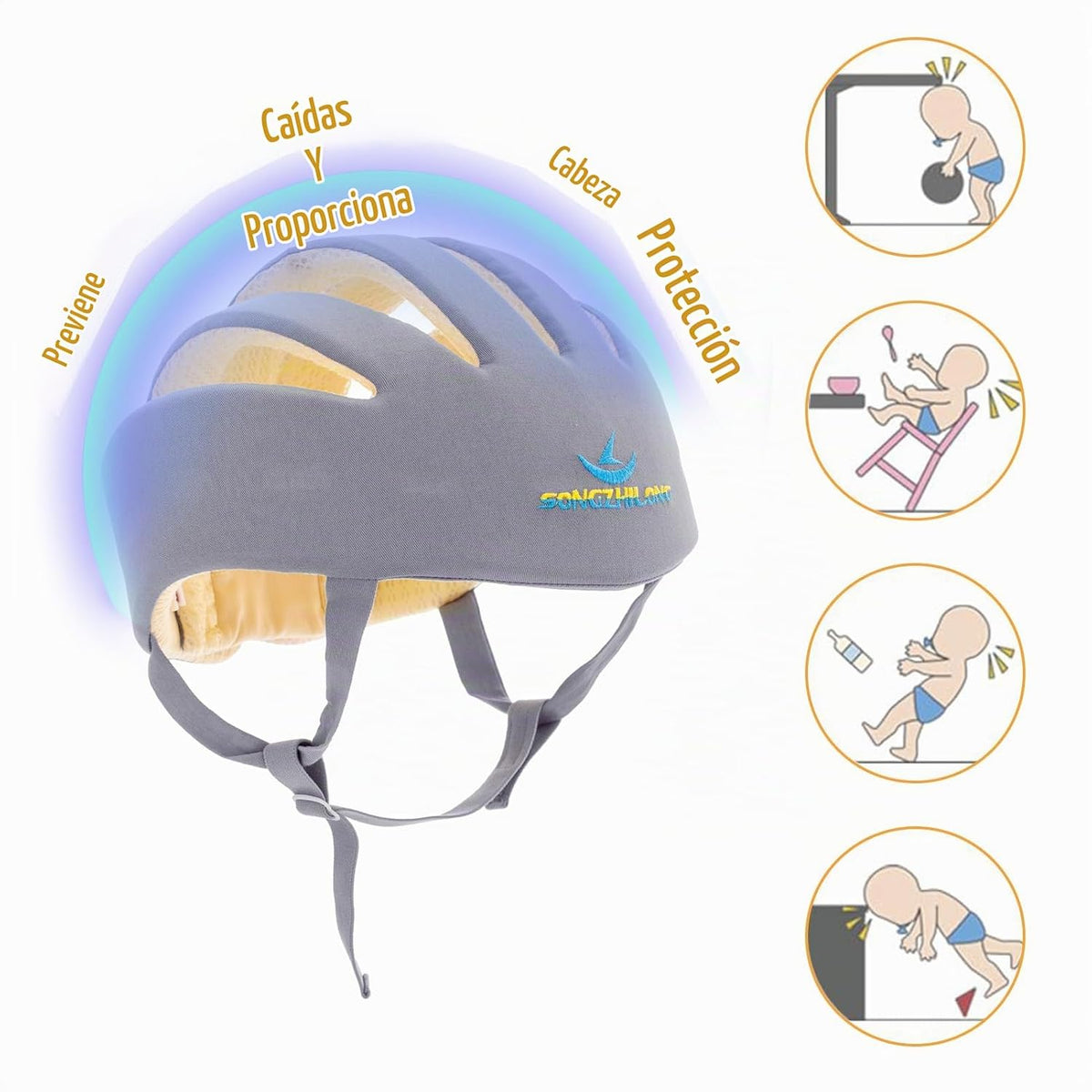 Huifen Casco de bebé, casco ajustable para niños, para aprender a c...