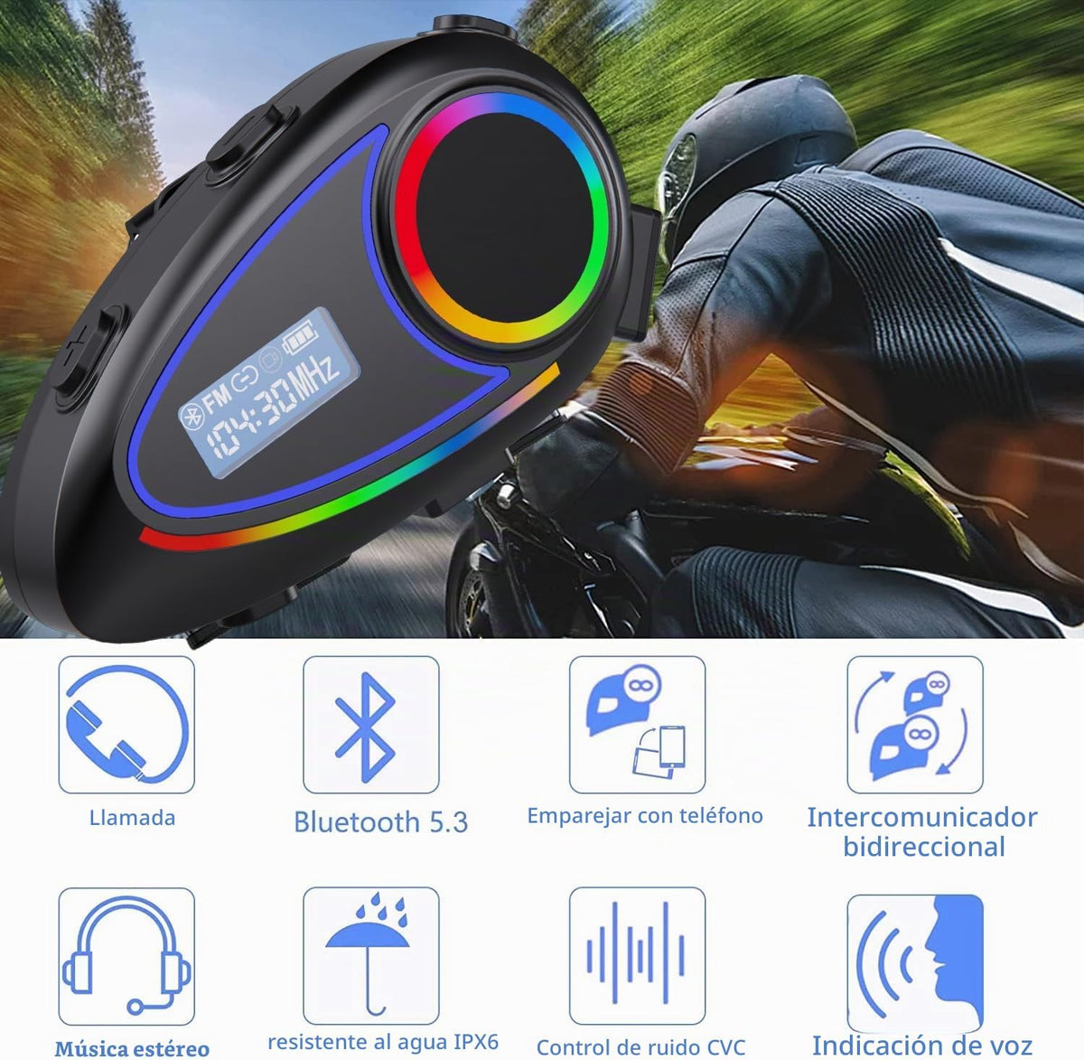 Intercomunicador inalámbrico para casco de motocicleta y auriculare...
