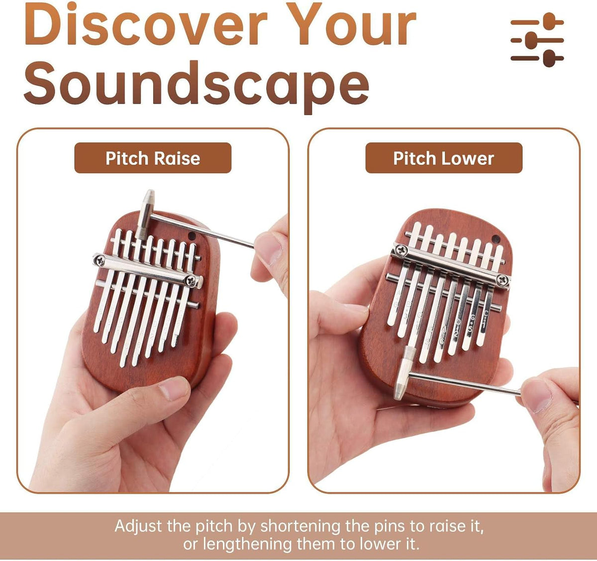 Mini piano de pulgar de 8 teclas, piano de pulgar de madera marimba...