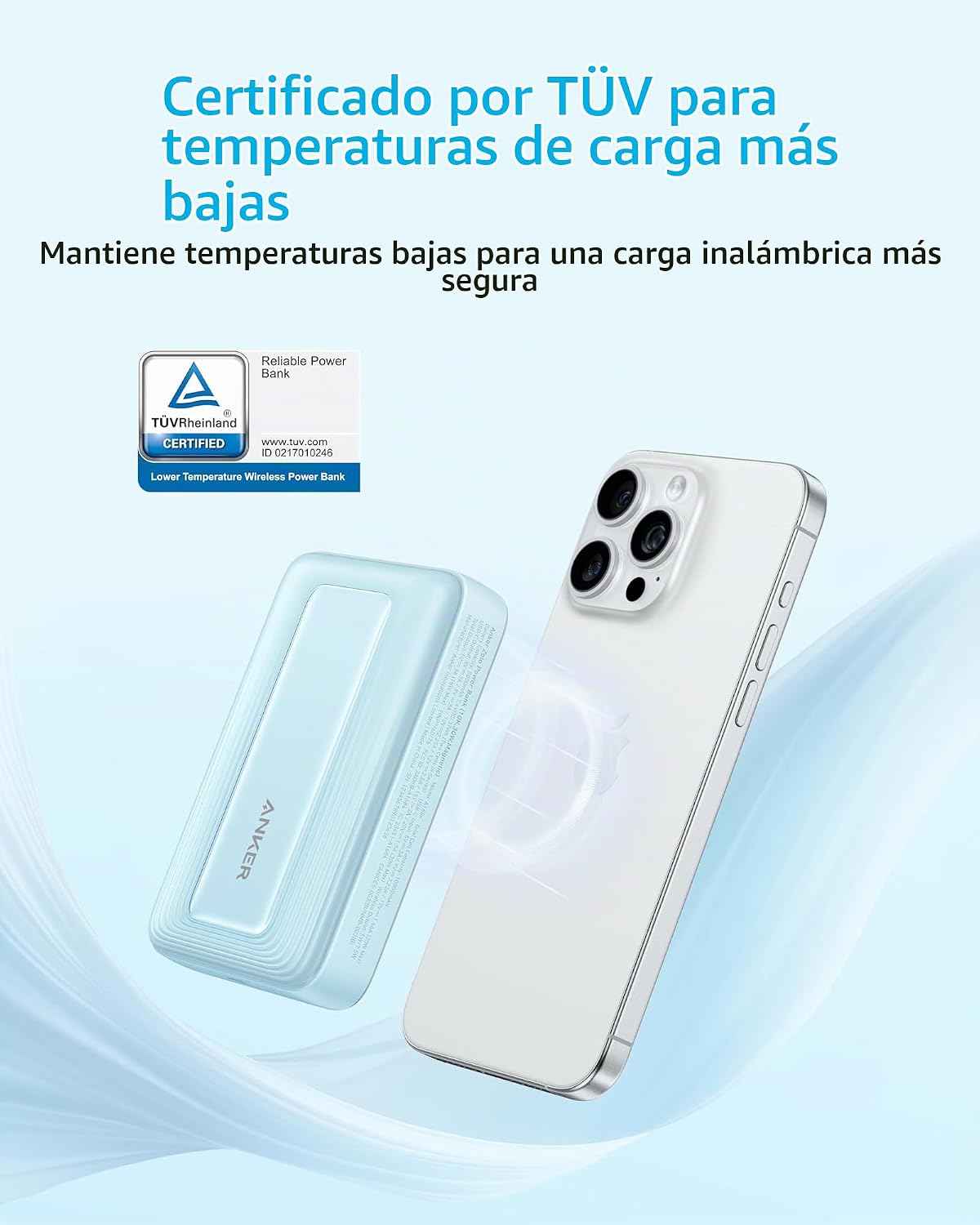 Anker Zolo - Banco de energía magnético, cargador portátil inalámbr...