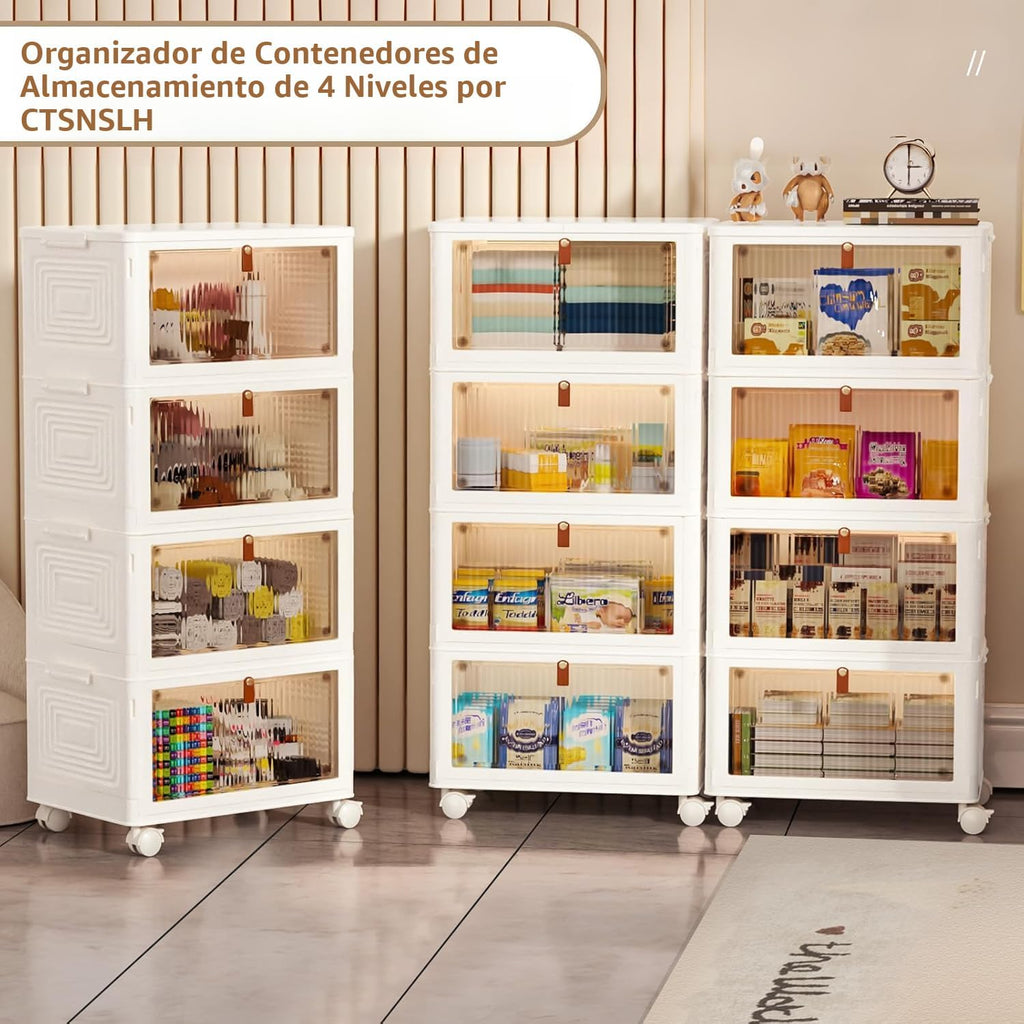 CTSNSLH Contenedores de almacenamiento de plástico de 4 niveles con...