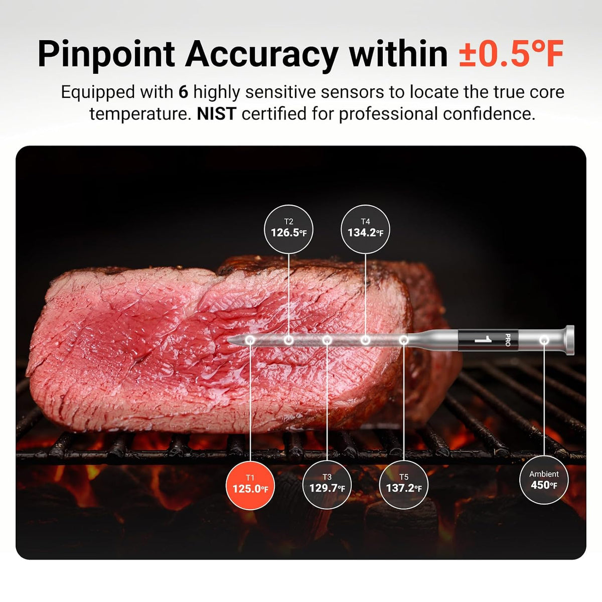 Termómetro inalámbrico para carne ThermoMaven Smart WiFi para asar...