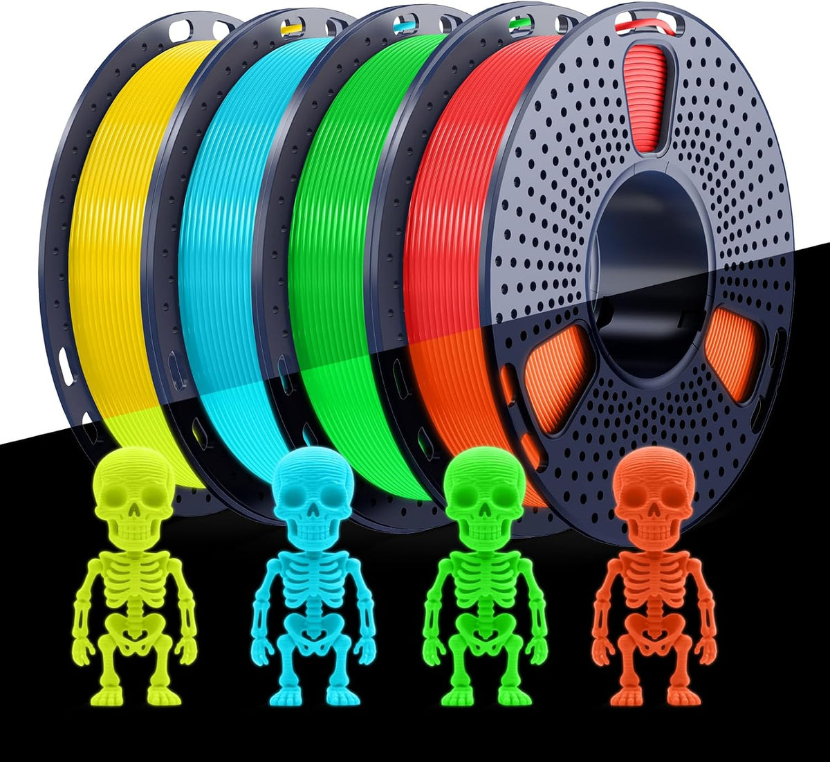 SUNLU Glow Filamento PLA de 0.07 in, paquete de carrete de 8.82 oz...