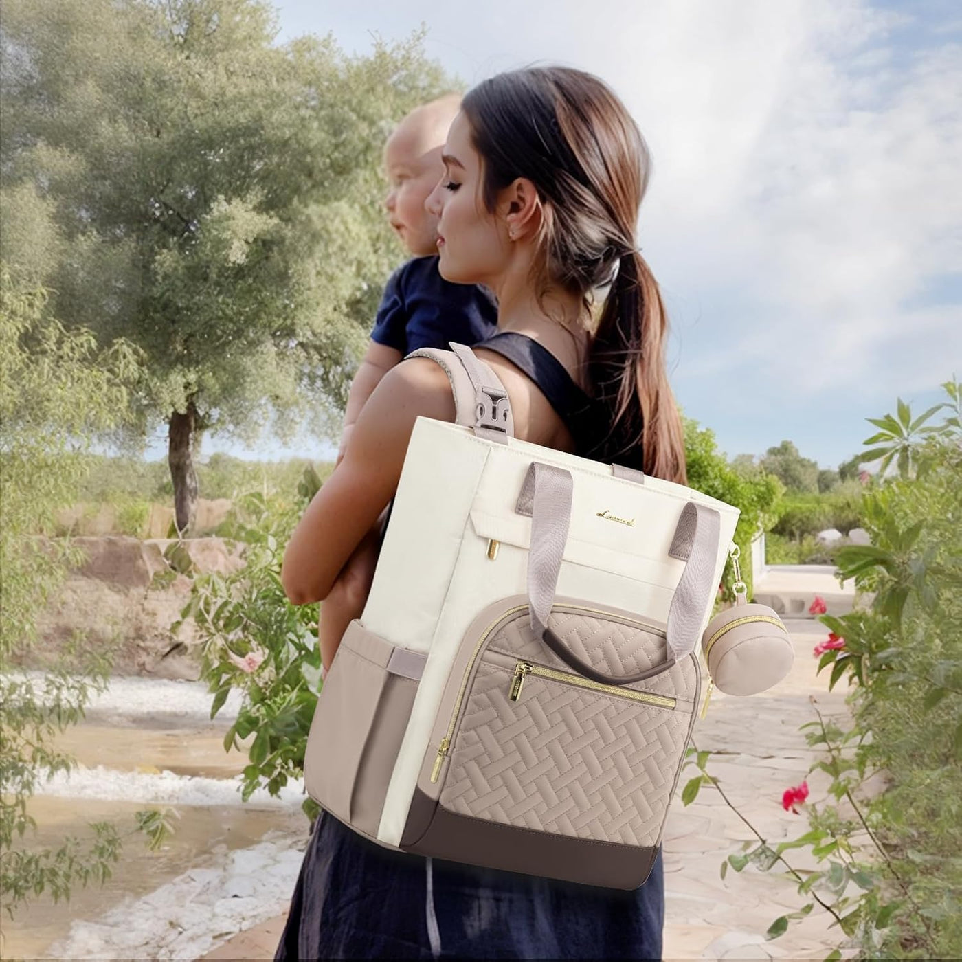 LOVEVOOK Mochila para Pañales, Bolsa de Bebé Portátil de Gran Capac...