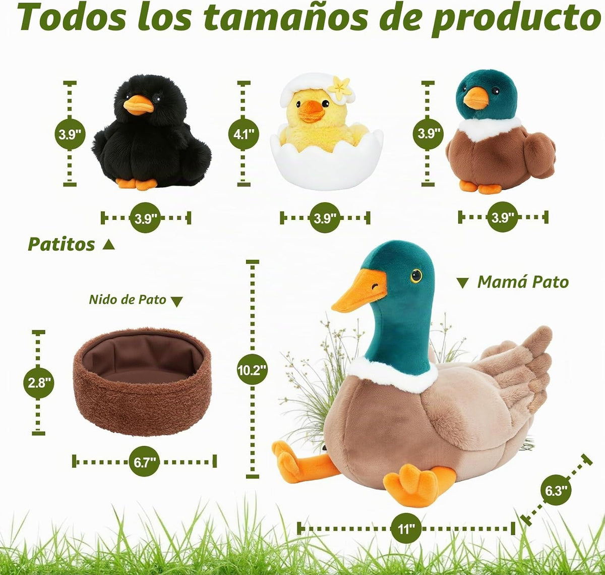 OUOZZZ - Peluches de pato 4 en 1 con un nido de pato | Juguetes de...