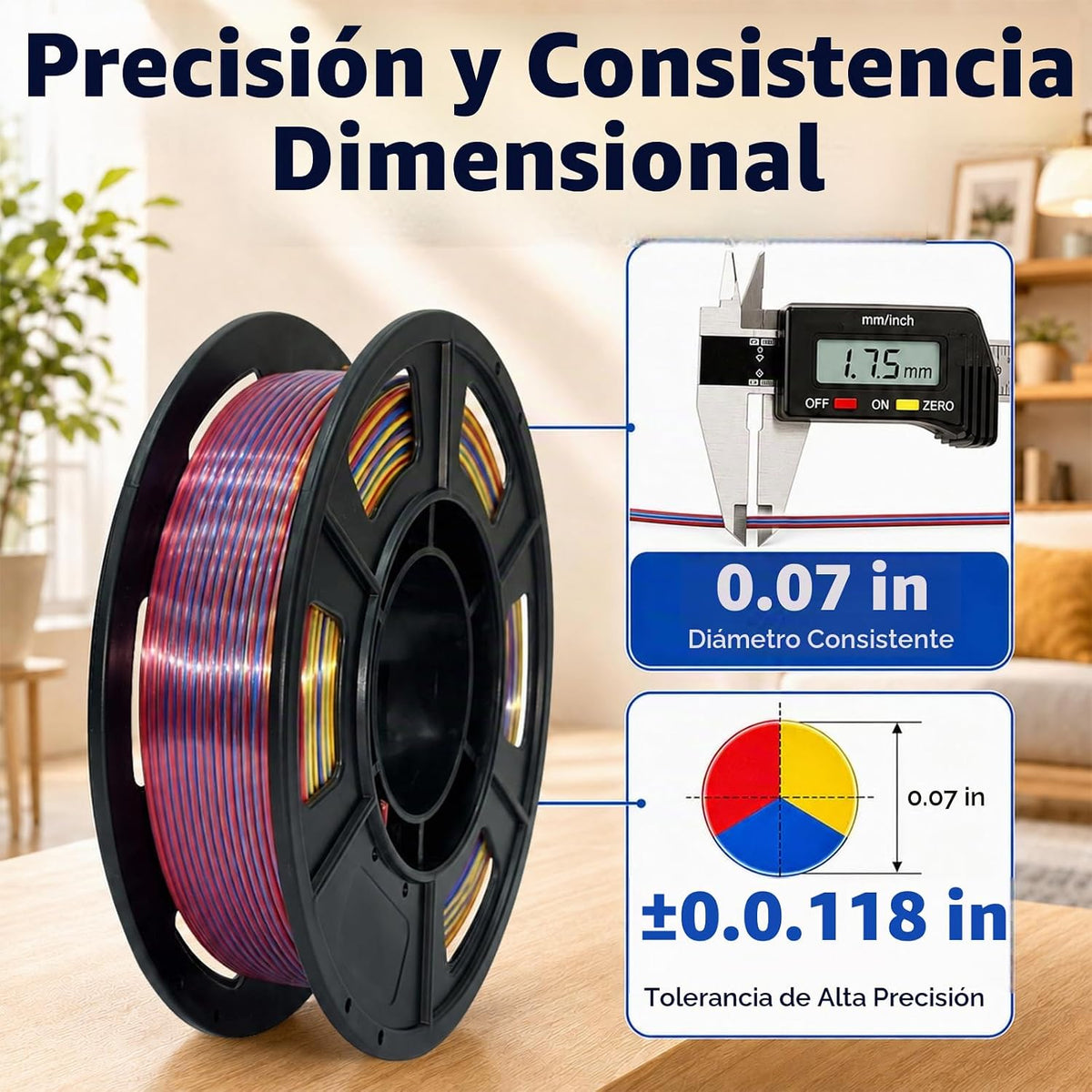 Meuymeu Paquete de filamentos para impresora 3D PLA+ de seda tricol...