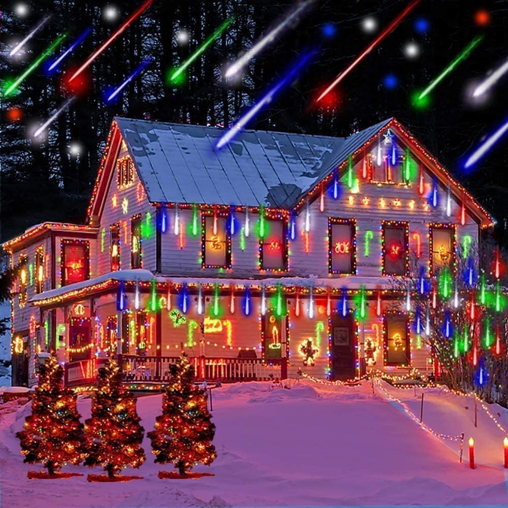 Adecorty Luces de Navidad Árbol al aire libre Luz de carámbano en c...