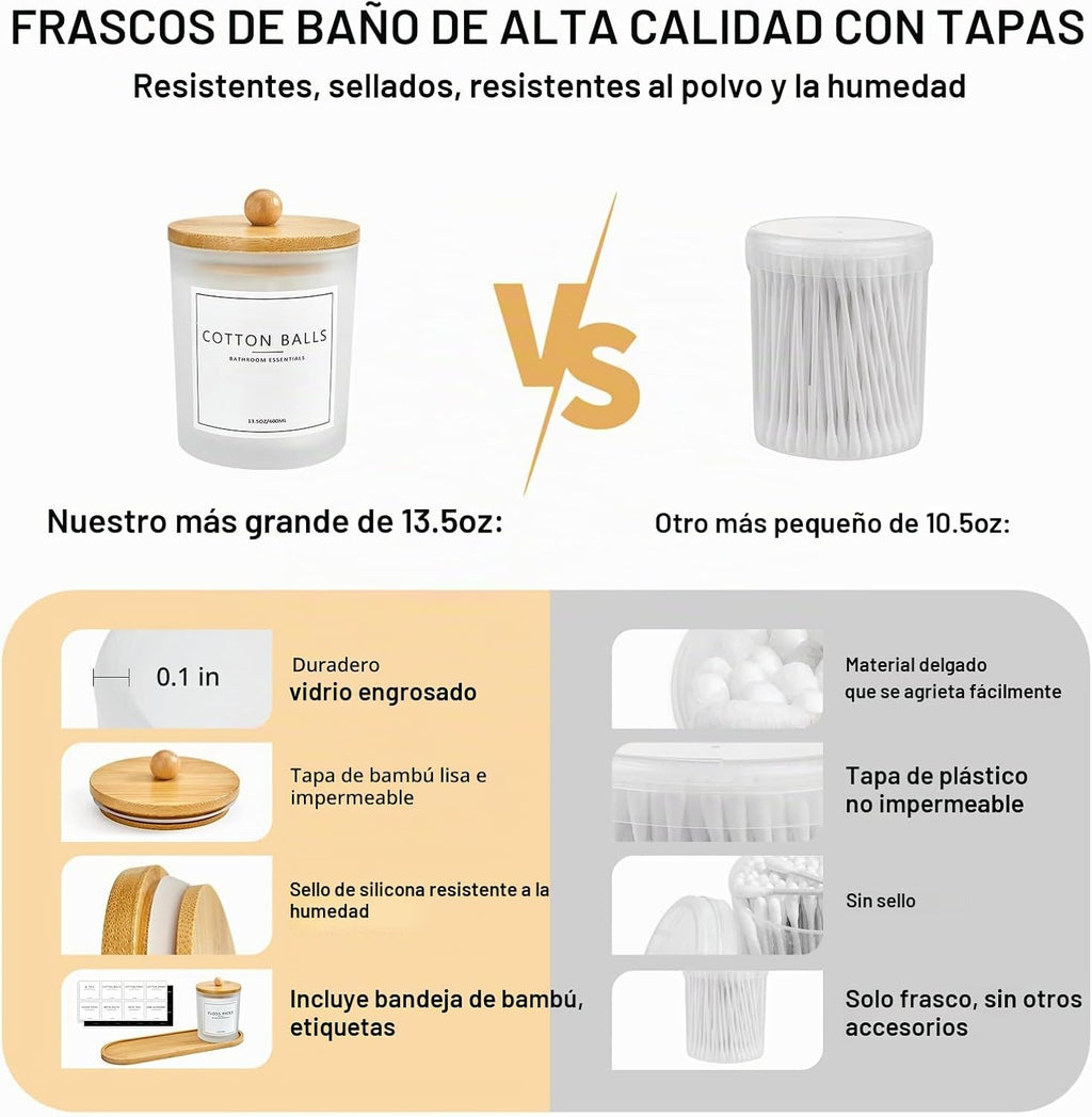 Paquete de 3 Soportes para Hisopos Qtip para Baño con Bandeja, Sopo...