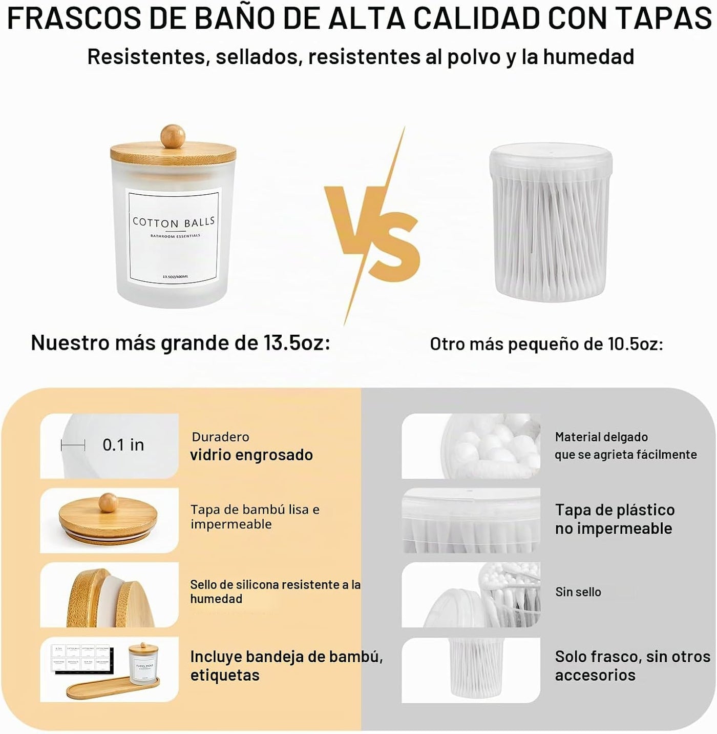 Paquete de 3 Soportes para Hisopos Qtip para Baño con Bandeja, Sopo...