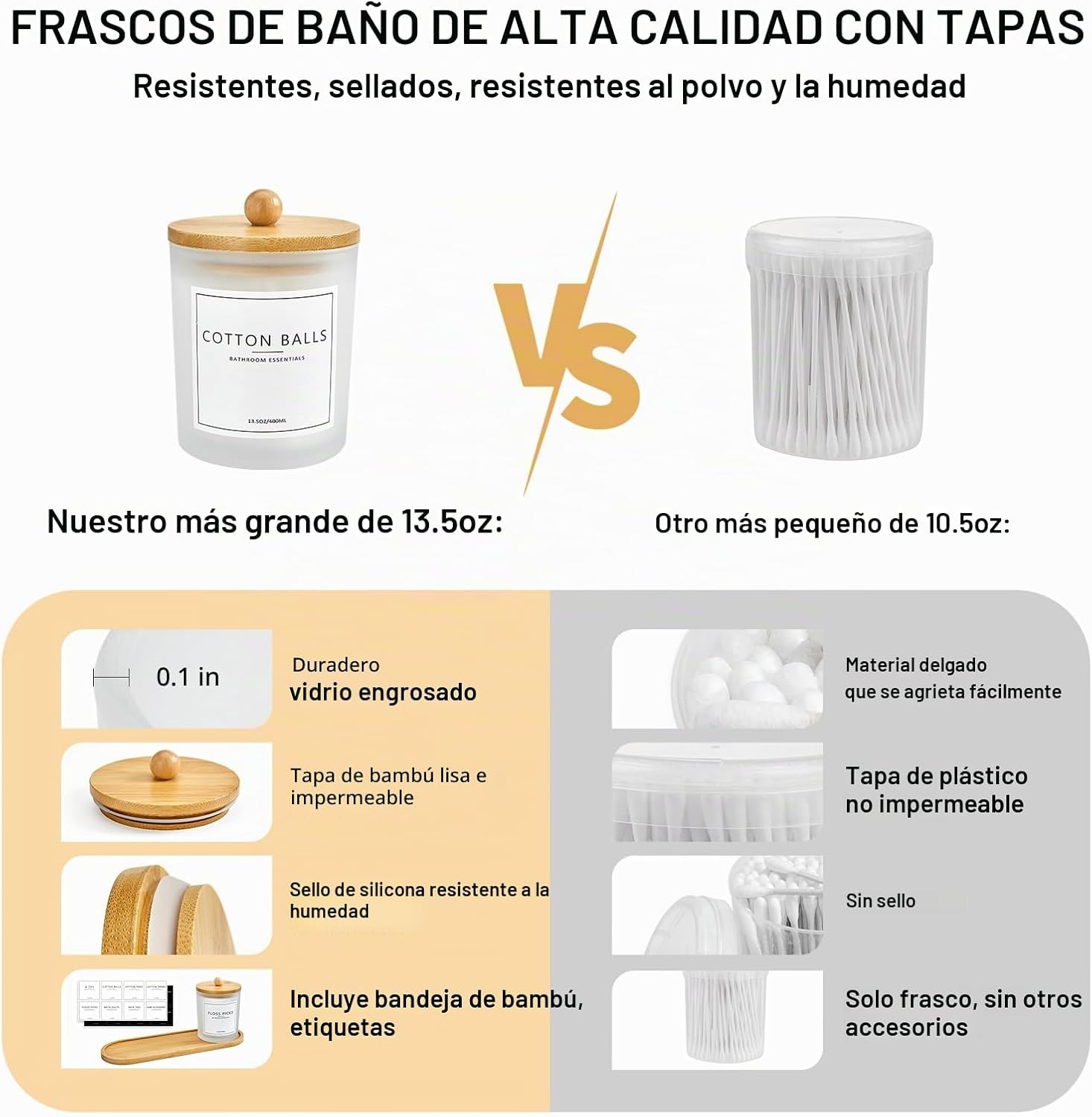 Paquete de 3 Soportes para Hisopos Qtip para Baño con Bandeja, Sopo...