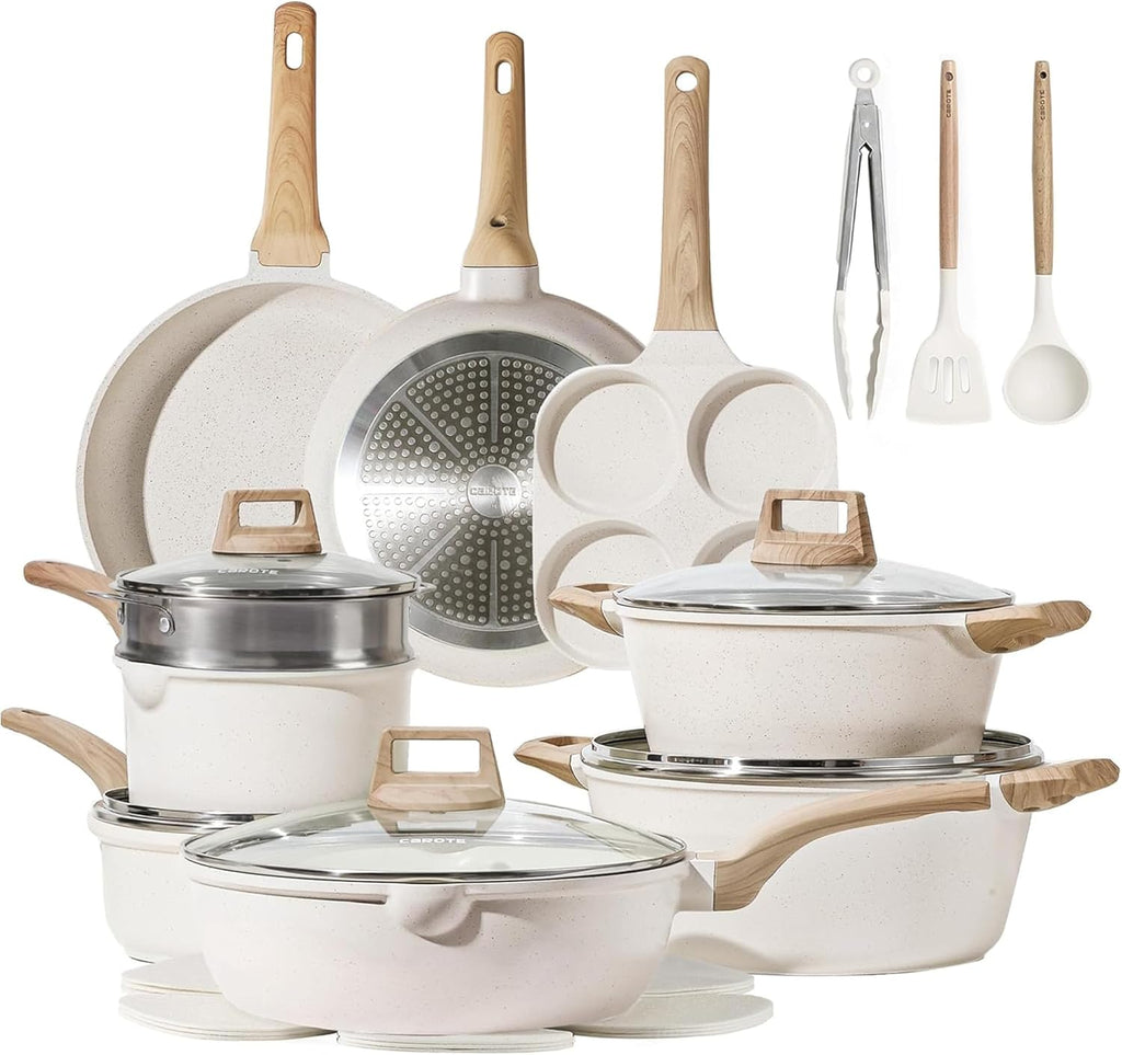 CAROTE Juego de 21 ollas y sartenes, juegos de utensilios de cocina...