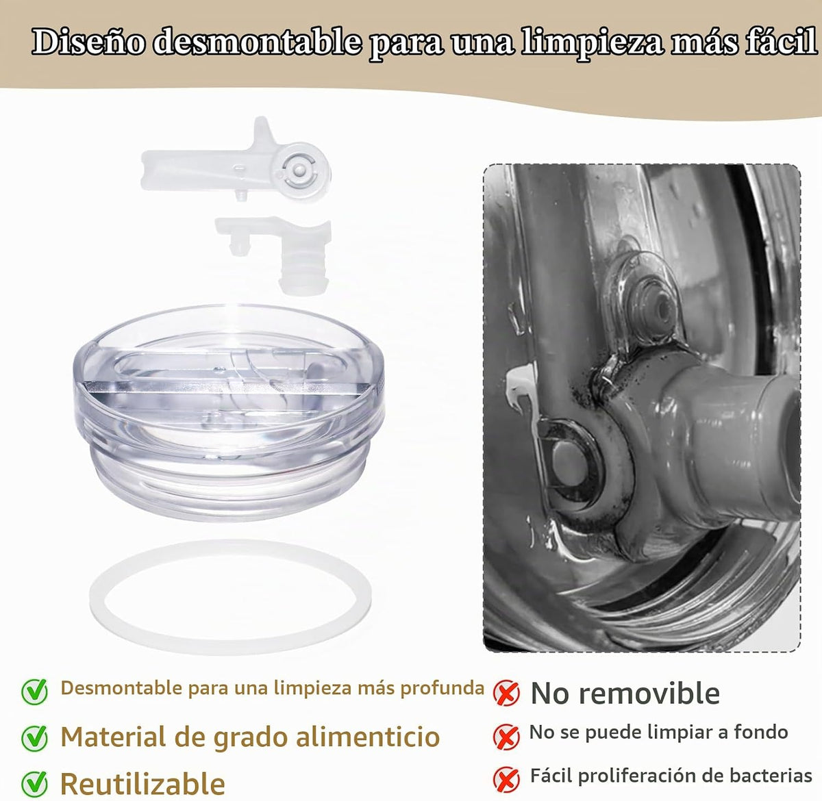 Paquete de 2 tapas con pajita plegable de 1183 ml mejoradas para St...