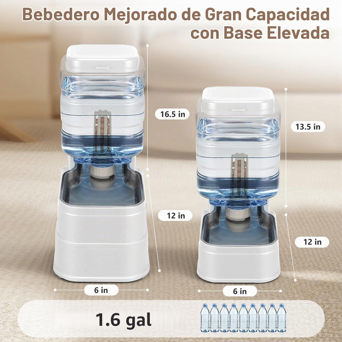 Dispensador automático de agua para perros y mascotas, de 1.6 galon...