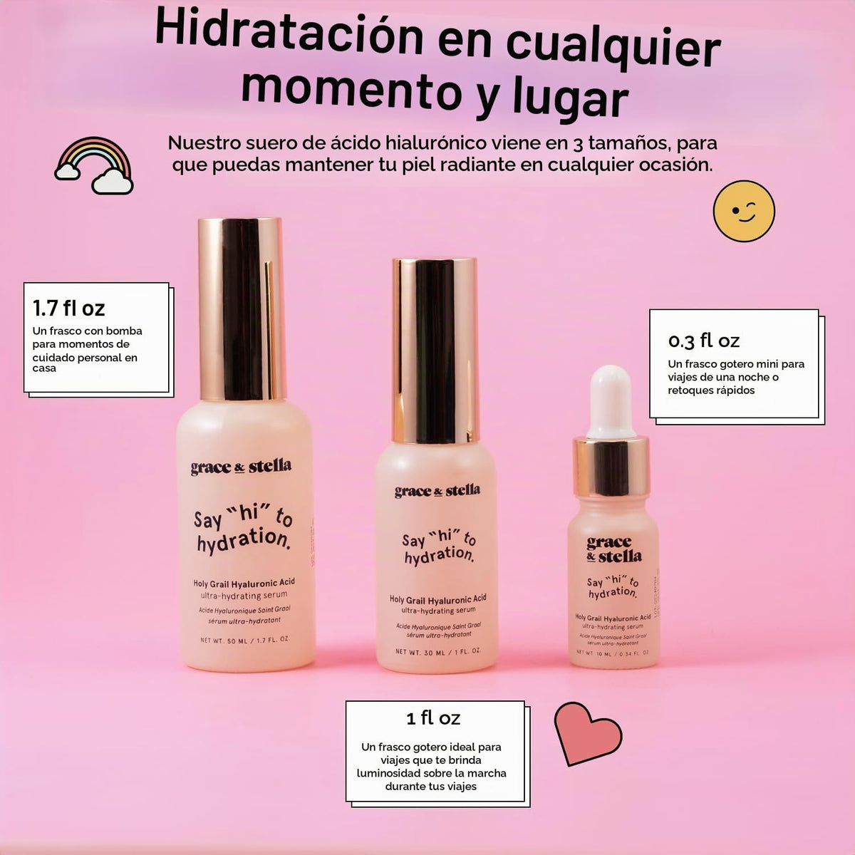 grace &amp; stella Suero de Ácido Hialurónico Premiado (30ml\/1 fl...
