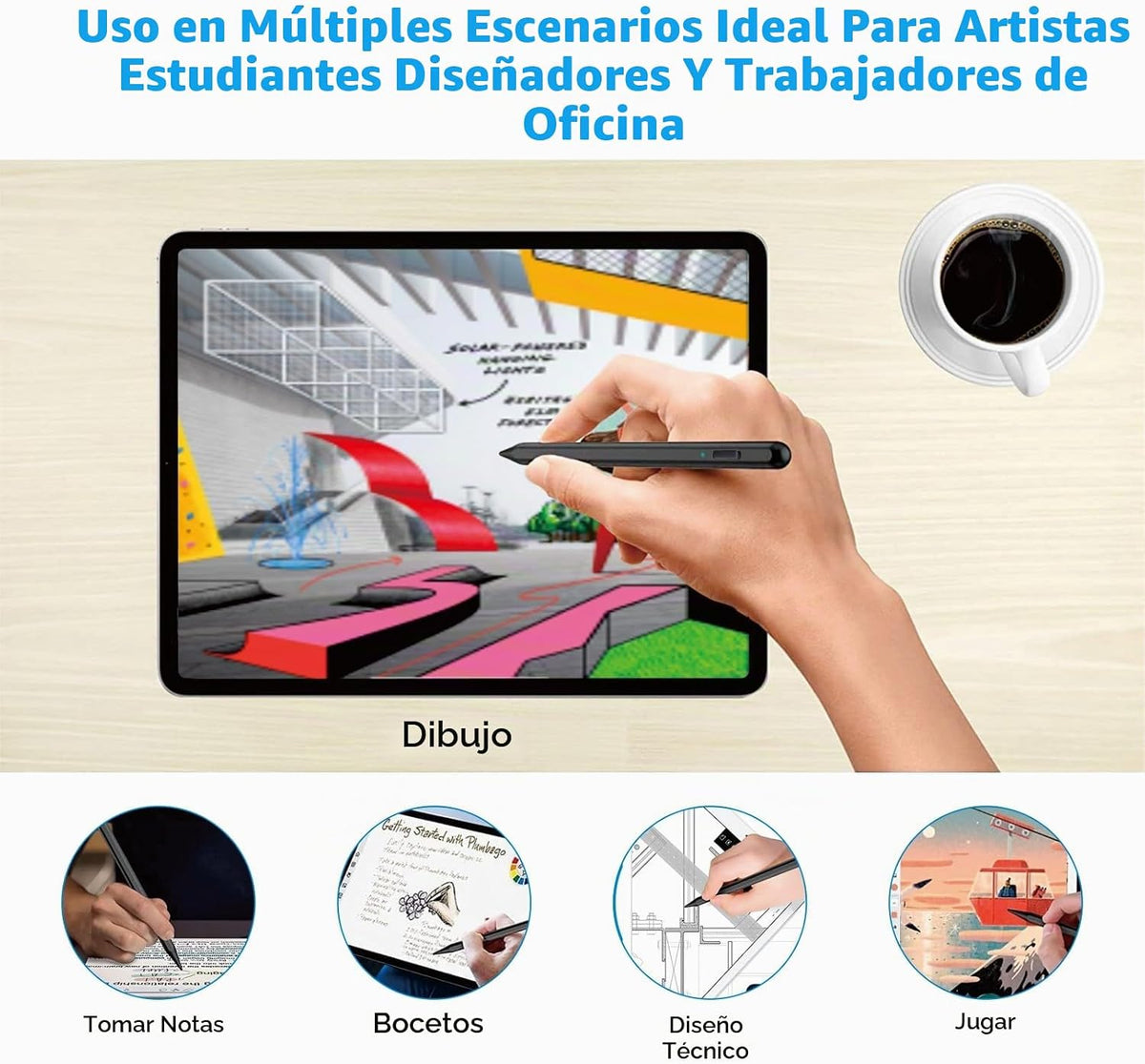 Lápiz capacitivo para iPad 2018-2025 con rechazo de palma, lápiz Ap...