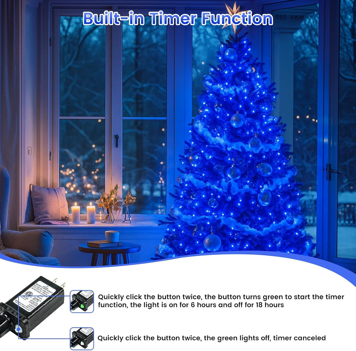 Guirnalda de 200 luces LED conectables, luces de Navidad de 66 pies...