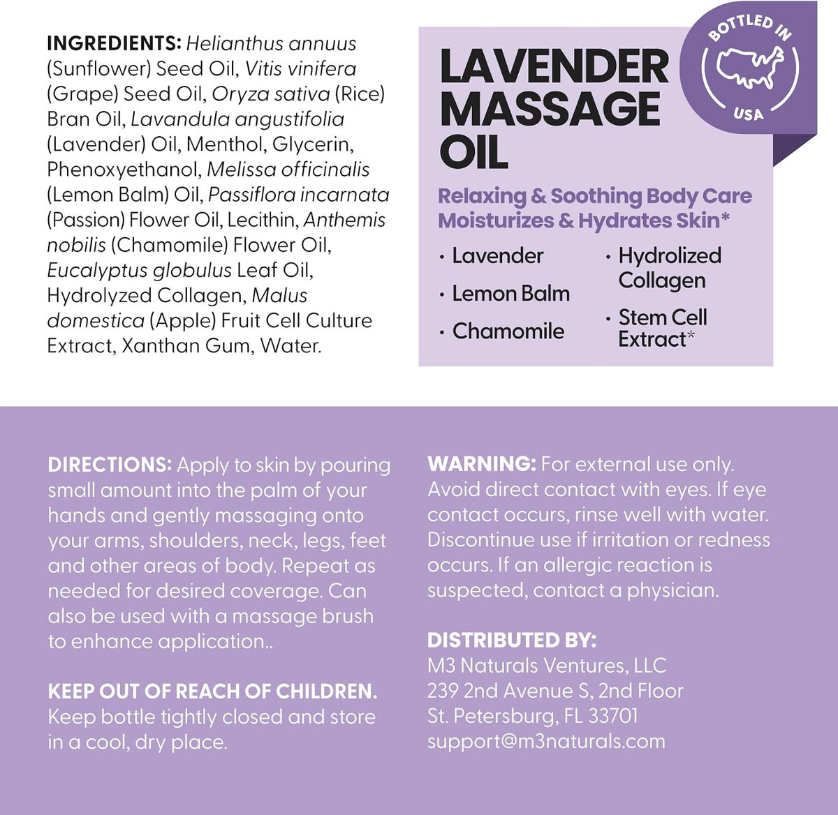 Aceite de masaje de lavanda para reafirmar la piel con colágeno | A...