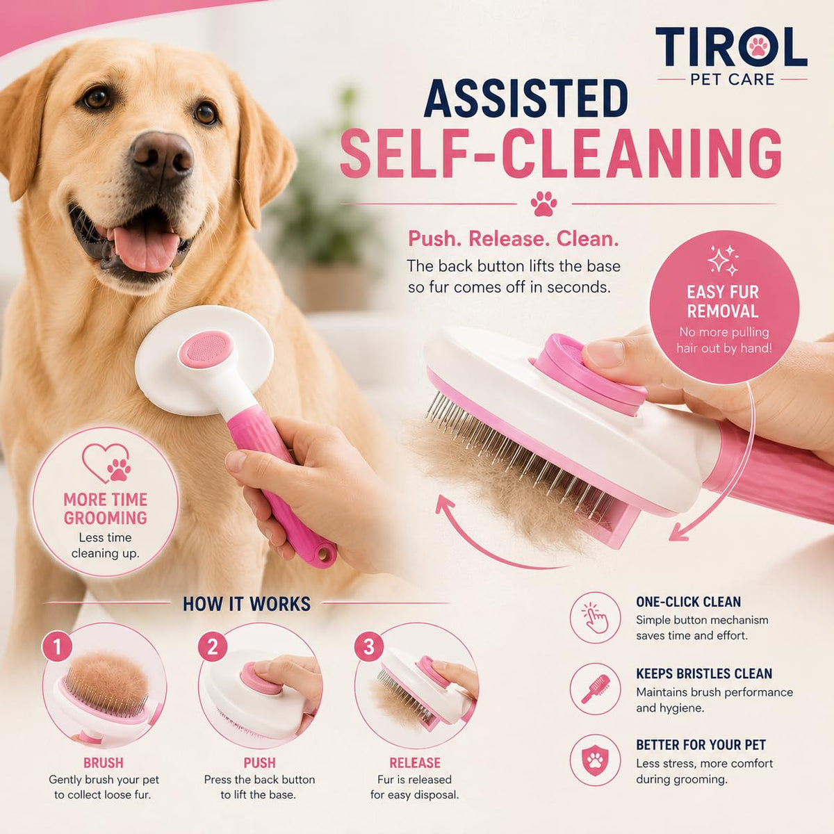 TIROL Pet Care - Kit de aseo 6 en 1 para perros y gatos, rastrillo...