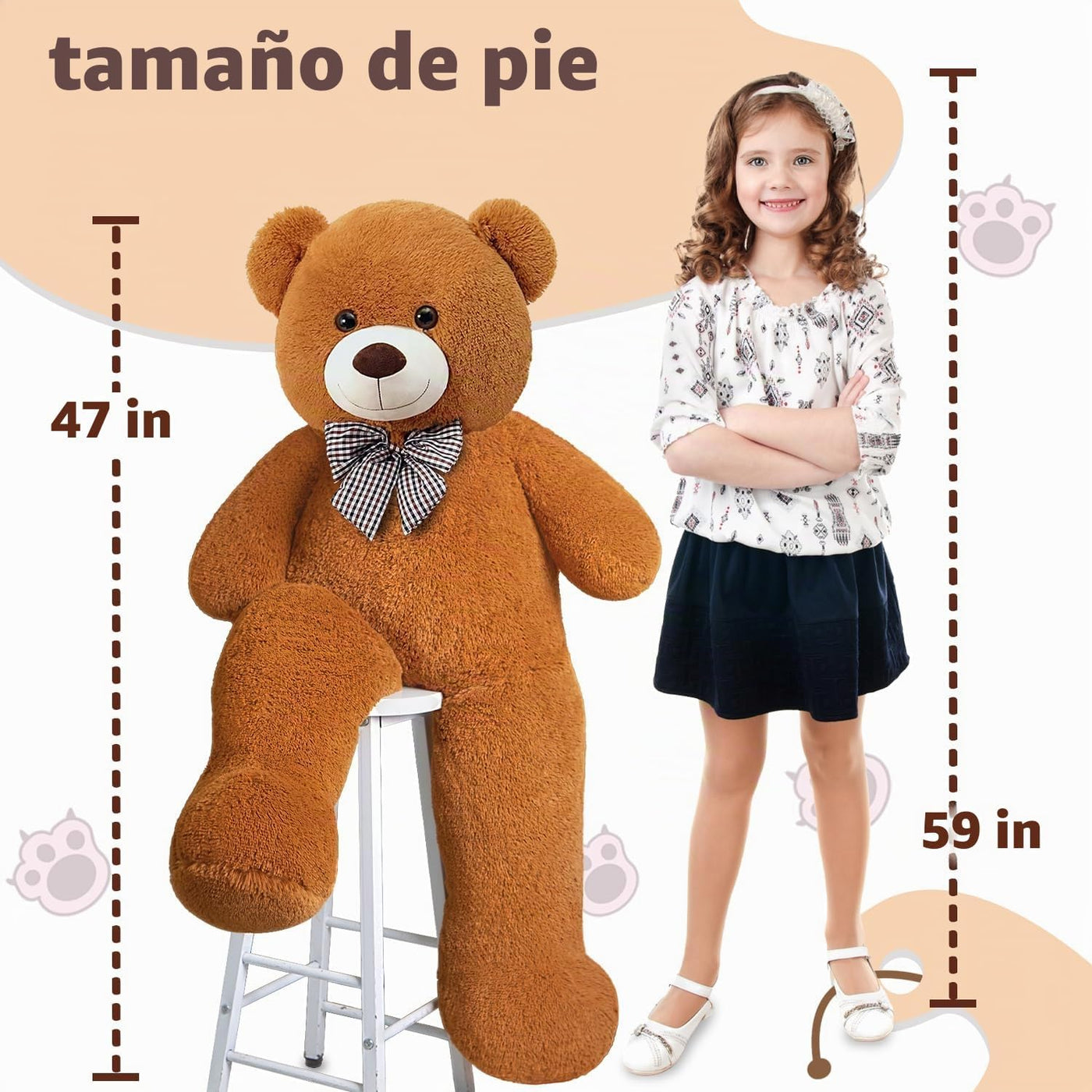 Oso de peluche gigante de 4 pies, lindo animal de peluche grande de...