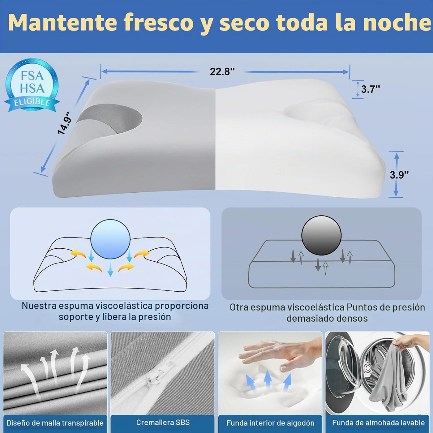 IKSTAR HSA\/FSA - Almohada de enfriamiento CPAP para personas que d...