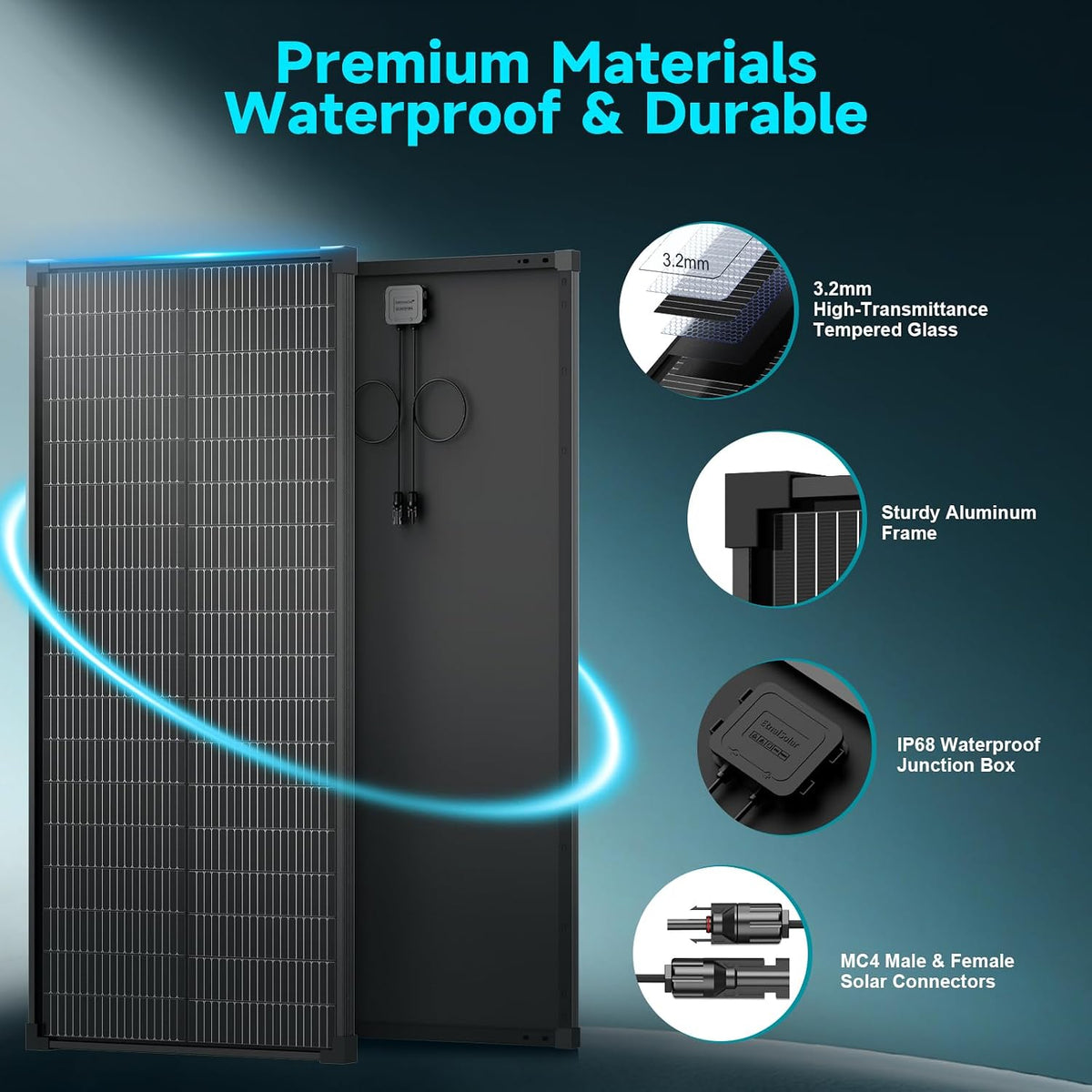 400W 4Pack 100W Paneles Solares 25% Alta Eficiencia N\u2011Type 18B...
