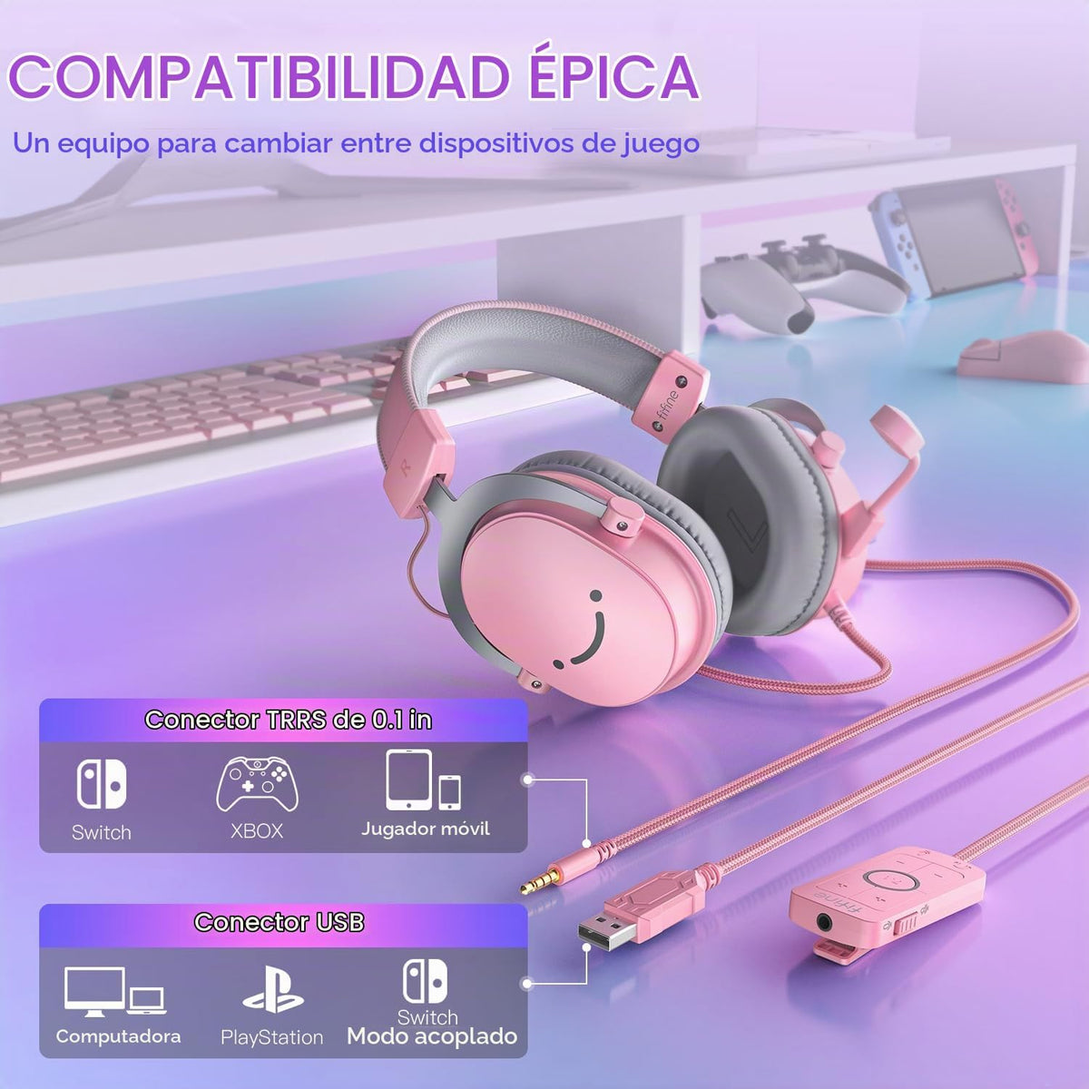 FIFINE Auriculares USB para juegos, auriculares con cable sobre la...