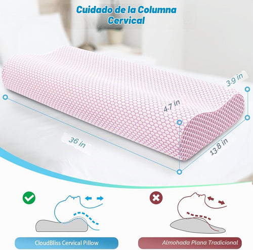 Almohada cervical ergonómica para dormir, almohada cervical rosa, t...