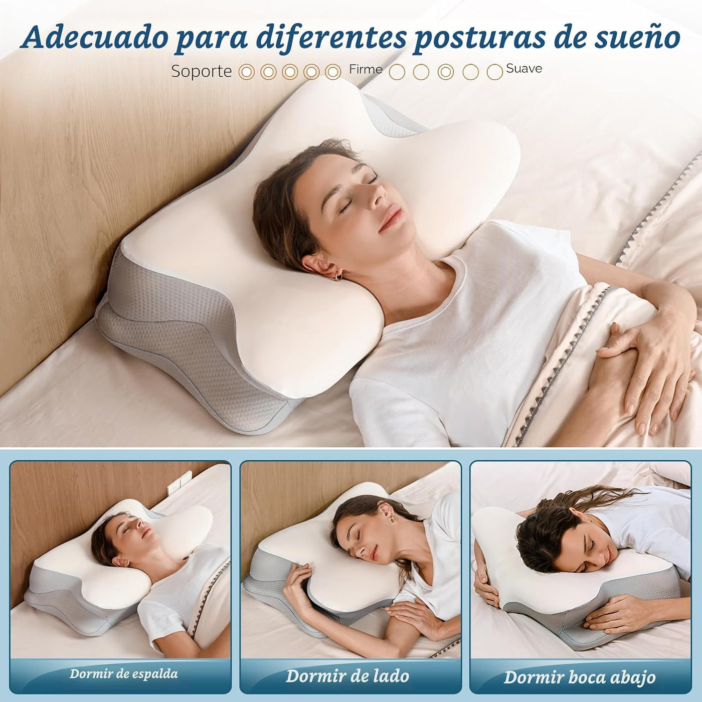 Almohada cervical para aliviar el dolor, almohada ergonómica para d...