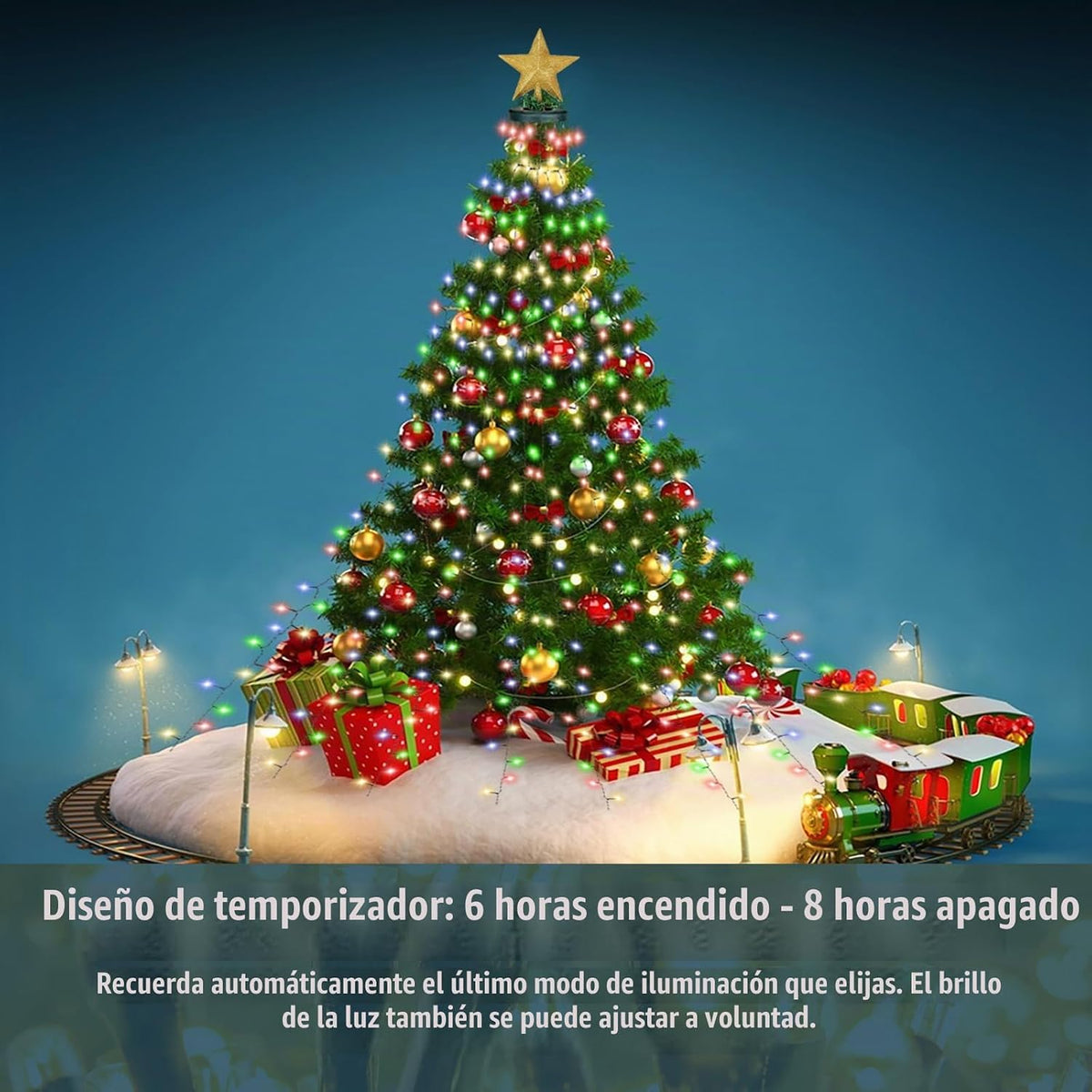 Janplay Guirnalda de luces para árbol de Navidad, 400 LED, 16 línea...