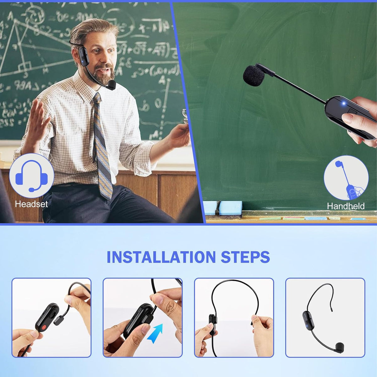 Auriculares con Micrófono Inalámbrico Doble Profesional: Cabezal de...