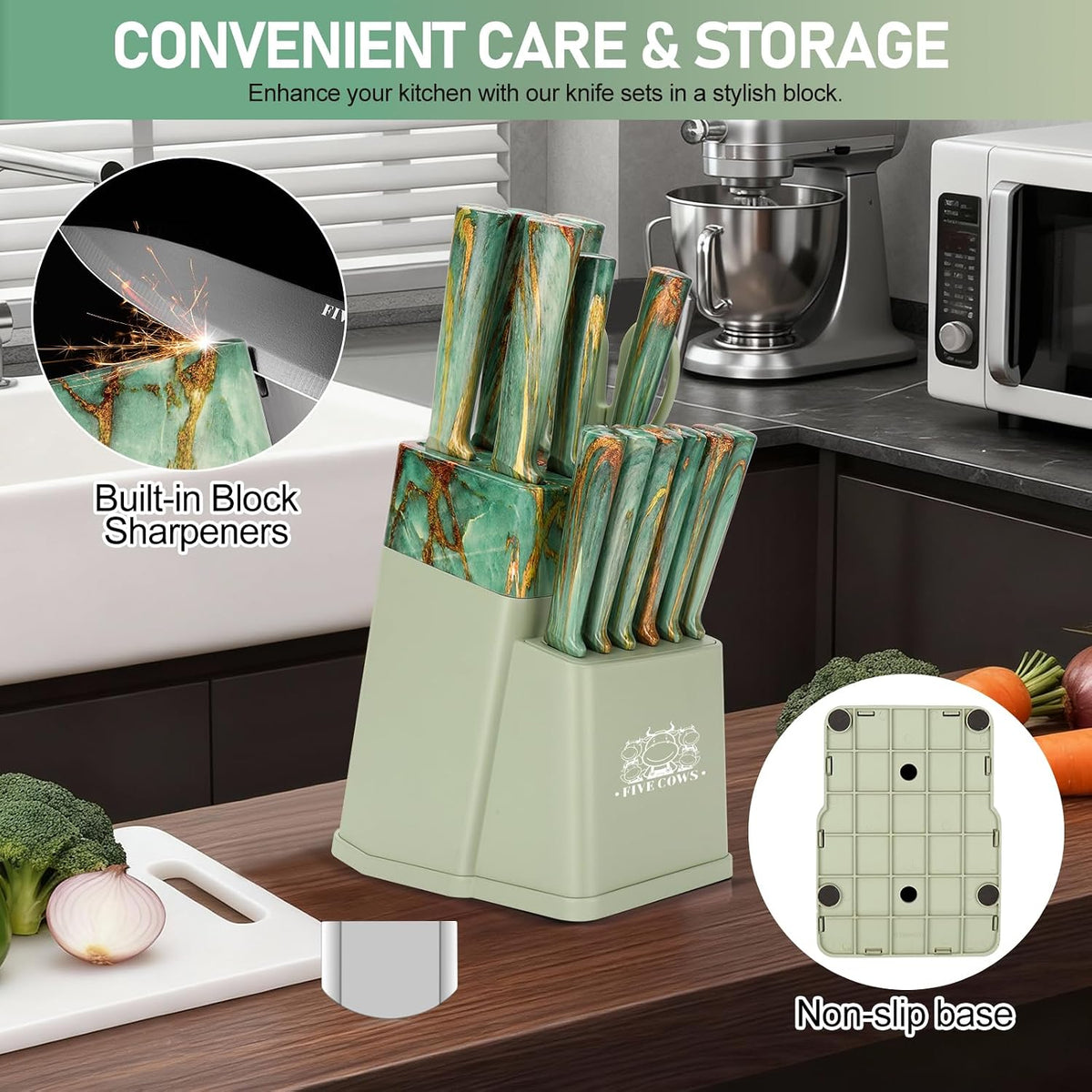Juego de Cuchillos de Cocina de 16 Piezas con Bloque y Tabla de Cor...